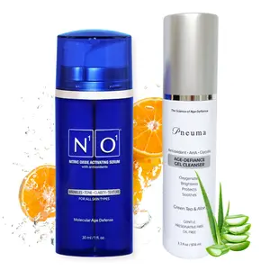 N1o1 Anti-Aging Skincare - Nitric Oxide Age-Defiance Serum + Glycolic Acid & AHA Gentle Gel Cleanser