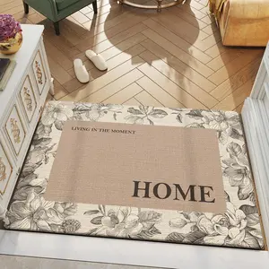 Floral & Letter Pattern Bath Mat, 1 Count Non-slip Soft   Floor Mat, Washable Bathroom Door Mat, Home Decor for Living Room Bedroom Bathroom, Bathroom Decorative Mat