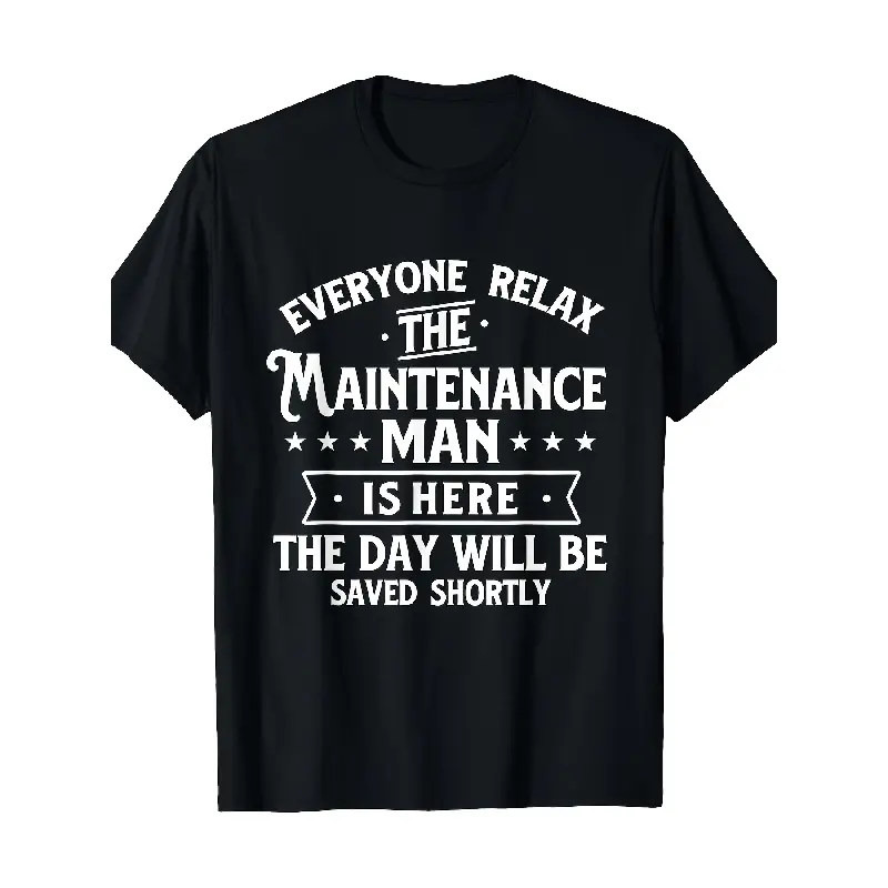 Men's Oversized Graphic Tee - 100% 220gsm Heavyweight Menswear Streetwear, Funny Maintenance Worker Slogan Print, Short Sleeve Round Neck Regular Fit, All-Season Comfort, Machine Washable Work Repair Apparel Vintage