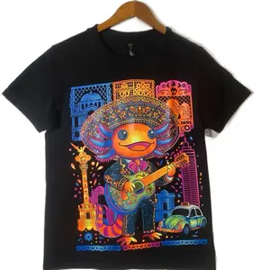 Ajolote Mariachi T-shirt for Men's Crewneck Streetwear Top - Casual Tropical Short Sleeve Tshirt Bestie Streetwear Shortsleeve Menswear Graphic Menswear Graphic