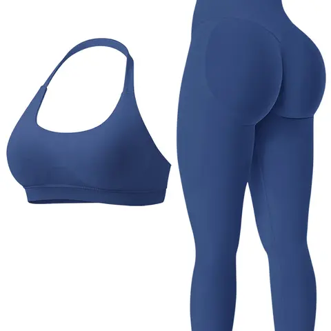 Women's Breathable High-Stretch Sporty Two-Piece Set, Gym Sets, Gym Exercise Activewear, Workout Gym Clothing, Workout Running Clothes, Seamless Backless Sports Bra & Stretchy Leggings, Suitable for Running and Fitness, Fitness Outfit, Sportswear Set
