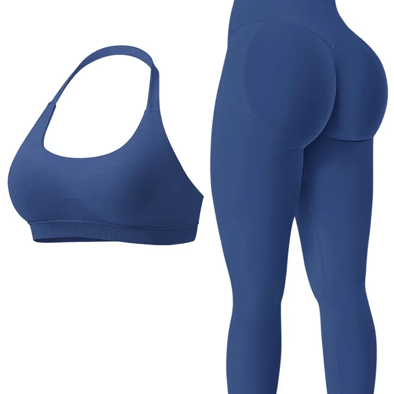 Women's Breathable High-Stretch Sporty Two-Piece Set, Gym Sets, Gym Exercise Activewear, Workout Gym Clothing, Workout Running Clothes, Seamless Backless Sports Bra & Stretchy Leggings, Suitable for Running and Fitness, Fitness Outfit, Sportswear Set