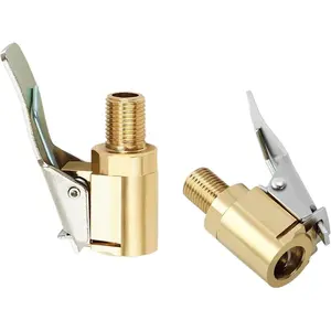 Tire Air Chuck with Clip Adapter, Brass Locking Tire Inflator Nozzle Adapter Connect, No Leakage Tire Chucks for Vehicle Inflator Compressor Pump Connect Accessories Tool 8mm 2Pack