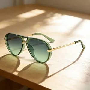 Women's Ombre Tinted Lens Aviator Sunglasses, Trendy Casual Fashion Shades, Lightweight Eyewear for Everyday & Outdoor Activities