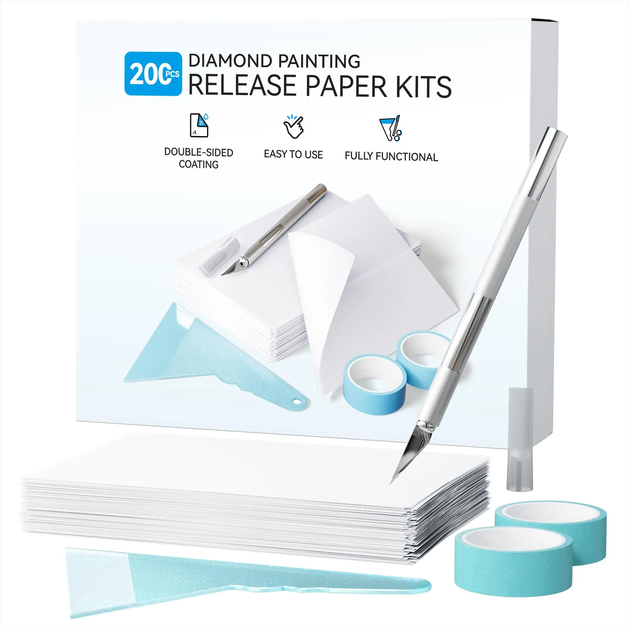 ARTDOT Diamond Art Kits Release Paper 200-Pieces Double-Sided Non-Stick 15x10 cm Thickened Cover Replacement for Diamond Painting Accessories & Tools