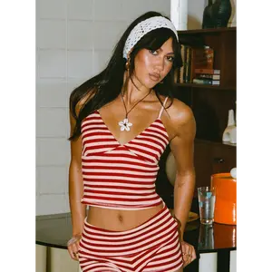 Miztaray Cami Top Red / Cream Stripe