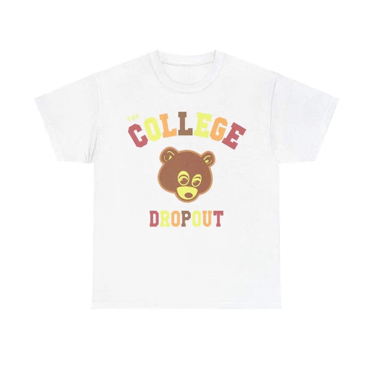 Men's "College Dropout" Inspired Short-Sleeve Round-Neck Retro Vintage Cotton Casual Graphic Tee, Comfy Classic Streetwear Top, Shortsleeve