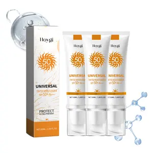 HOYGI 3pcs Universal Tinted Face Moisturizer Sunscreen SPF 50 PA+++ Water Resistant Non-Greasy for All Skin Types Hydrating & Moisturizing