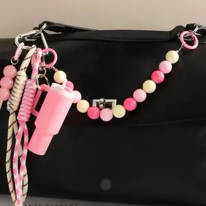1 PCS All Session Material with Pink Beads and Pink Cup Keychain for Bags
