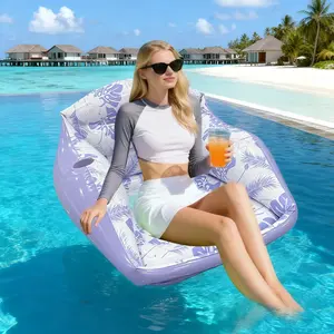 Inflatable Water Sofa Float Pool with Cup Holder, Minimalist Design Pool Chair, 3-In-1 Inflatable Pool Toy, Outdoor Use
