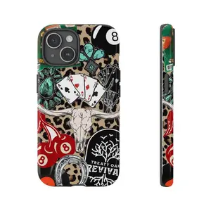 Western Leopard Phone Case, Cherries Skull Horseshoe Vinyl Treaty Oak Revival With Country Rock Vibes, Play Now Aesthetic Gift, iPhone 17 16 15 14 13 12 11 Pro Max Plus X, Galaxy S25 S24 S23 S22 S21 Ultra Cellphone Casing Cover Protector Screen Protector