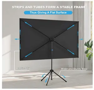 Projector Screen with Stand, Outdoor Projector Screen 16:9 and Tripod Stand, Portable Projection Screen with 1.2 Gain, Lightweight and Compact, Easy Setup, Idea for Home Cinema, Backyard, (120 Inch)