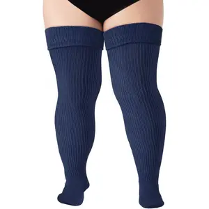 Plus Size Thigh High Socks for Thick Thighs - Womens Extra Long & Thick Over the  Knit High Socks Leg Warmers