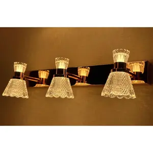 Aurum Prism Vanity Light Brushed Brass & Cut Glass Cone Series
