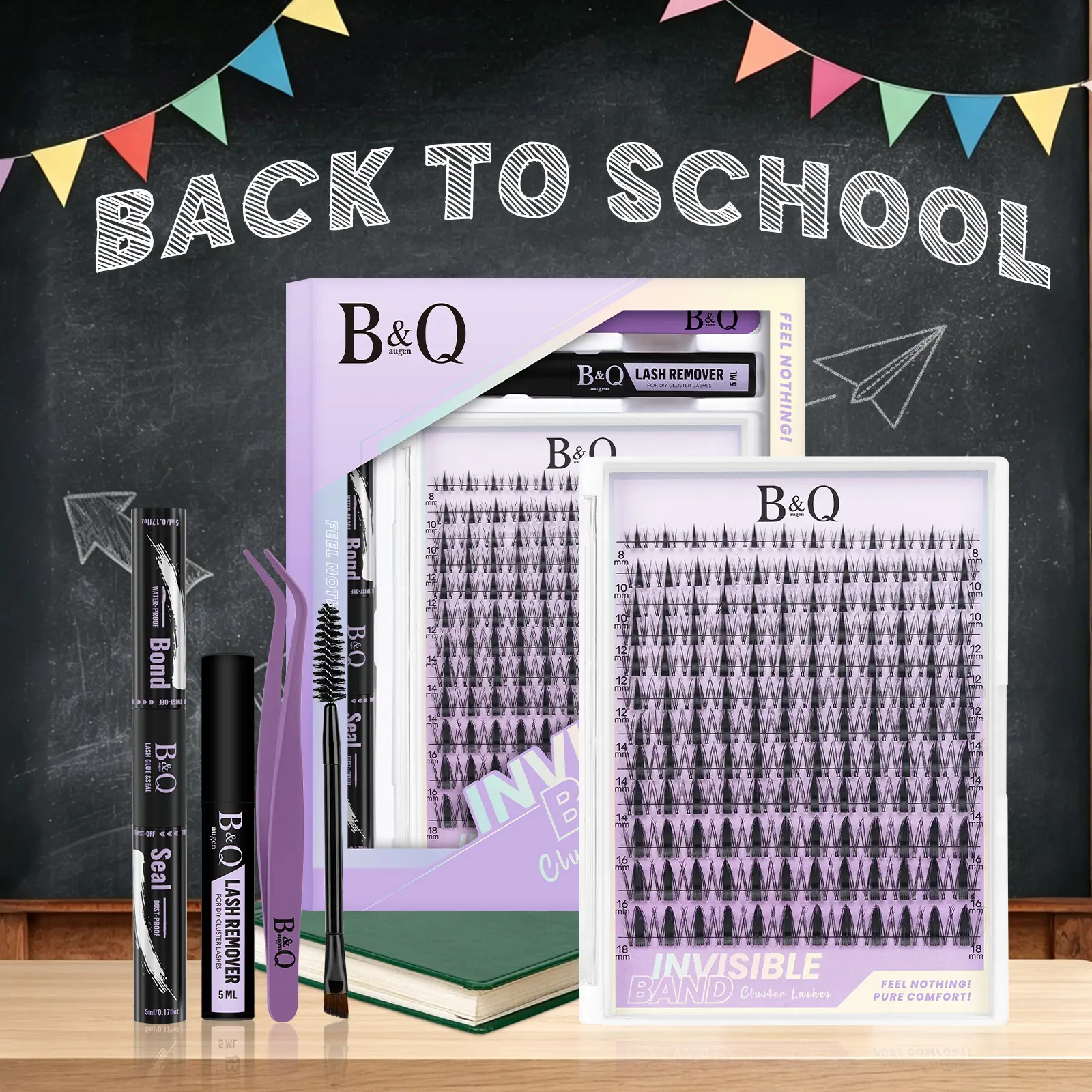 Fairy Lash Kit l B&Q Invisible Band Wispy Manga Individual Clusters,C Curl for DIY Eyelashes Extension,Waterproof Sleep Proof,Long Lasting Fake Lash Cosmetic Makeup Spiky Anime Lash Outdoorfun Vacation Lash Dolly  #tiktokshopbacktoschool