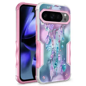 For Google Pixel 10 / Pixel 10 Pro / Pixel 10 Pro XL Graphics Design Hybrid Armor Cover Case - Durable Phone Accessories Protection Floral