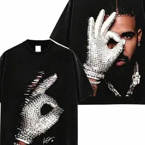 Men's Oversized Distressed Cotton T-Shirt - Drake The Iceman 2026 #13 HIT Album Vintage Rap Merch, Hip Hop Streetwear, USA Trend loose fit streetwear hip-hop style button CZ9 X7M XMN X3W UFL