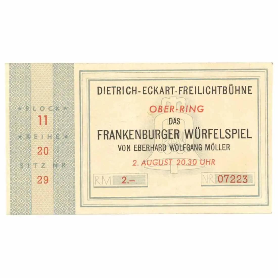 1936 Berlin Olympics Theatre Ticket
