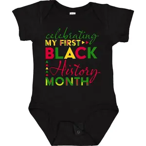 inktastic Celebrating My First Black History Month- for Kids Baby Bodysuit