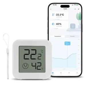 Smart Bluetooth Thermometer Hygrometer with Eye-Friendly E-Ink Screen, Real-Time Indoor Climate Sensor, APP Notification Alerts, Free Data Export, Wireless Remote Monitoring for Home, Office, Basement