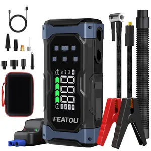 16800hAm Car Battery Jump Starter with Air Inflator/Deflator Compressor, 7 in 1 Portable Jumper Box Power Pack (ALL Gas/12.0L Diesel) Combo Cordless Air Pump for Tire Inflator & Large LCD Screen Portable Car