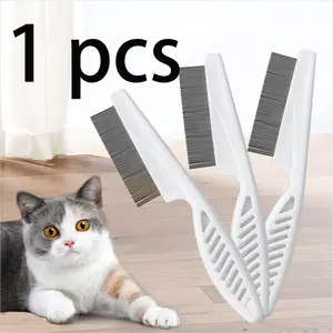 Pet Comb for Dogs and Cats, Flea Removal Comb with Fine Teeth, Plastic Steel Needle Brush for Shedding and Grooming