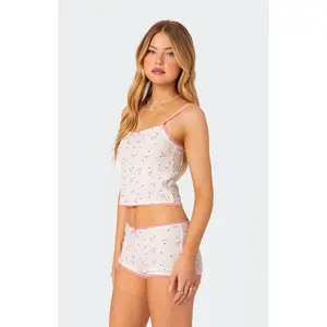 Edikted Women's Shelly Pointelle Printed Tank Top