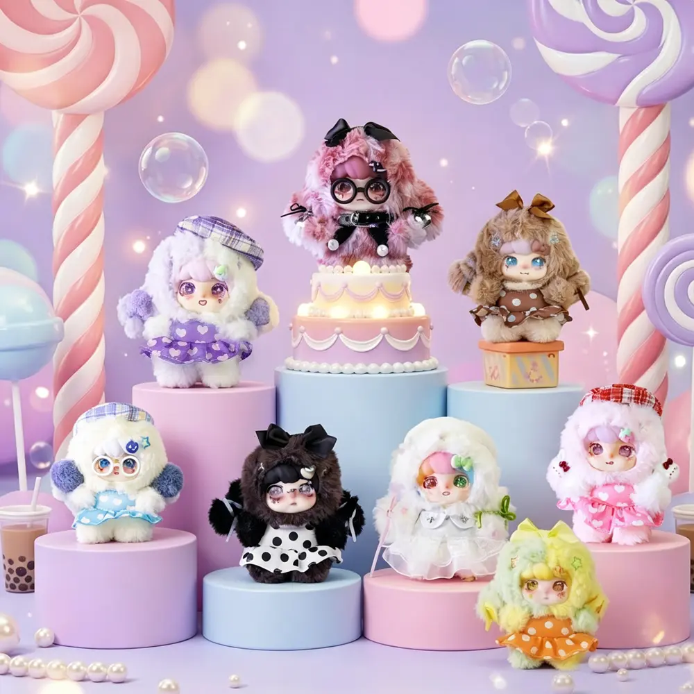 LOKIKI Sweet Cube Collectible Blind Box, Cute Character Figure Keychain Pendant, Mystery Toy Gift for Collectors