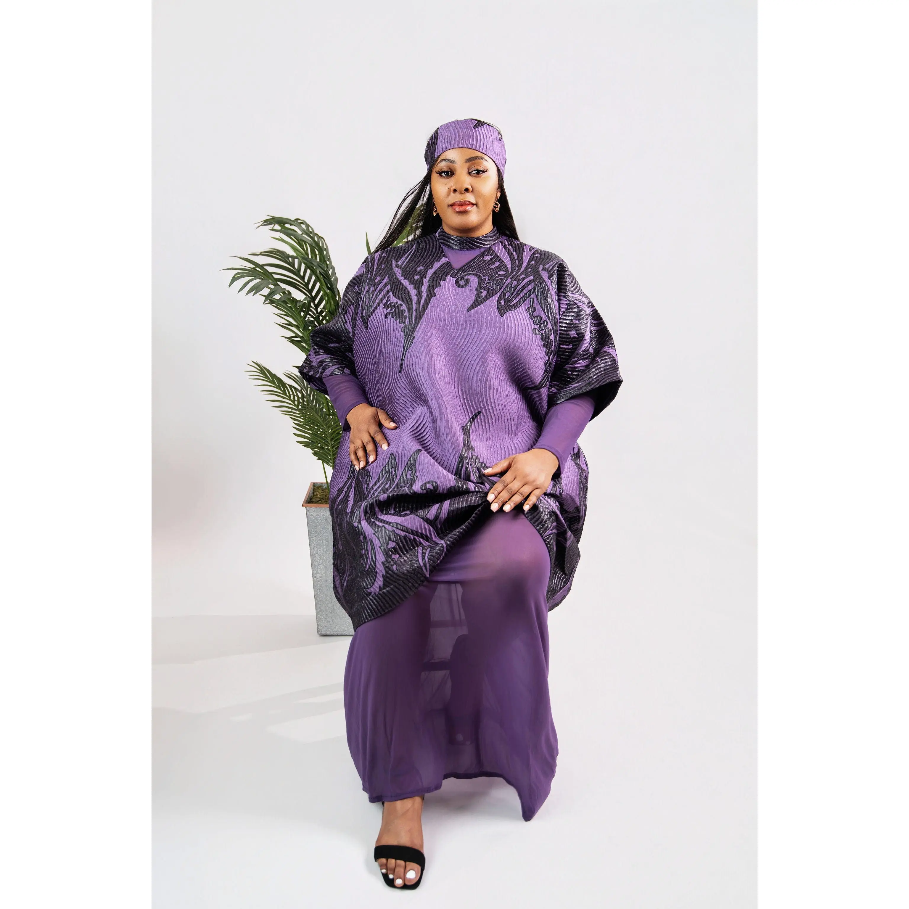 Women's Luxury Textured Matching Set in 3D Brocade | Modest Kaftan Party Ensemble with Universal Fit & Flattering Drape, Clothing, Set Outfit, Fashion Muslim Set, Women's Clothes