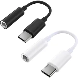 2 Pack USB C to 3.5mm Headphone Jack Adapter, Hi-Fi DAC Audio Converter with Microphone, Compatible with iPhone 15/Pro, Samsung Galaxy, iPad Pro, MacBook, Pixel, Black & White