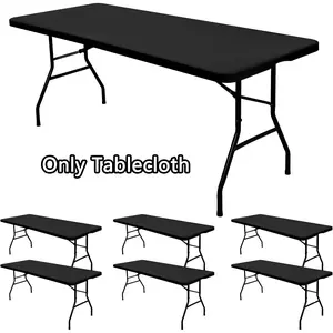 Sunfans 8 Pack Rectangular Spandex Tablecloth, Fitted and Stretchy Table covers, Washable Patio Table Cover for Outdoor, Camping, Banquet and Parties