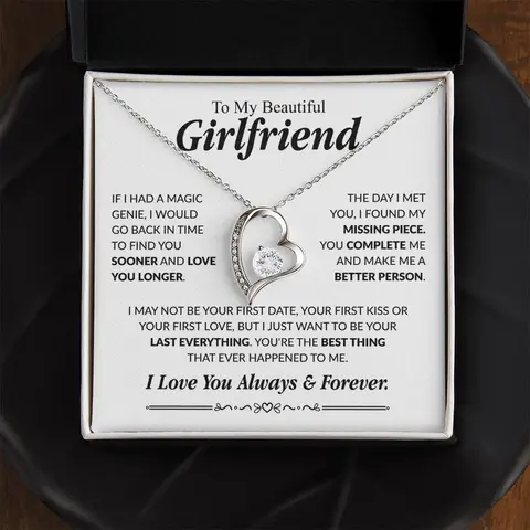 To My Beautiful Girlfriend Heart Pendant Necklace Necklace For Girlfriend, Promise Necklace For Her, Girlfriend Gift Ideas, Birthday Gift For Girlfriend, Gift For Girlfriend, Gift For My Girlfriend, Christmas Necklace For Girlfriend