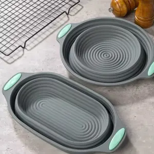 2 Pcs Gray Silicone Bread Baking Molds Non-Stick Oven Safe Microwave Safe Eco-Friendly Premium Quality Dishwasher Safe Easy Release Shaped Bakeware
