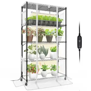 Bstrip Indoor Greenhouse with Grow Lights, 59" Mini Grow Tent with 4 Full Spectrum Lights & Timer