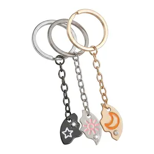 Sun Moon Star Magnetic Best Friend Keychain Set for 3 – Matching Friendship Keychains Puzzle Pendant Gift for Besties Family Mother's Day
