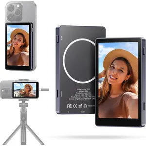 Vlog Selfie Monitor Screen, Magnetic Phone Vlog Selfie Monitor Screen 4K 30fps Bluetooth Remote, Back Camera Monitor for Vlog Live Stream TikTok, Compatible with iPhone & Android