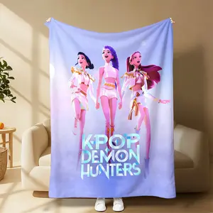Kpop Demon Hunter Themed Blanket, Cozy Warm Blanket for Nap & Lounge. Great gift choice for fans collection, birthday present for friends and children. Lightweight & all-season wearable, perfect for sofa, office, dorm and outdoor travel.