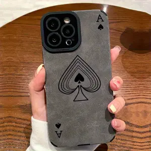 Poker Ace of Spades Pattern Phone Case iPhone 16/16 Pro/16 Pro Max/16 Plus/15/15 Plus/15 Pro/15 Pro Max, 14/14 Plus/14 Pro/14 Pro Max, 13/13 Pro/13 Pro Max, 12/12 Pro/12 Pro Max, 11/11 Pro/11 Pro Max/Xs/Xs Max High-end Flip Cover Faux Leather Soft Case