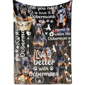 Flannel Blanket |Doberman Pinscher Soft Flannel Throw Blanket, Perfect Gifts For Dobie Mom Dad Doberman Lovers, Warm Cozy Blanket For Birthday Christmas Thanksgiving Bedroom Couch Home Decor| Home & Gift