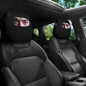 2 Pcs Cool Mystery Eyes Print Car Seat Headrest Covers, Car Accessories, Interior, Universal Size, Easy Install, All Seasons, Polyester Knit Fabric, Perfect Gift