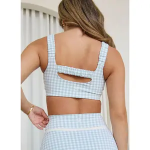 Astoria LUXE BALANCE Ruched Sports Crop - Jade Gingham