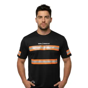 Coal Country Black Reflective Short Sleeve Safety Shirt w/ Hi Vis Orange Strips (Gen2)