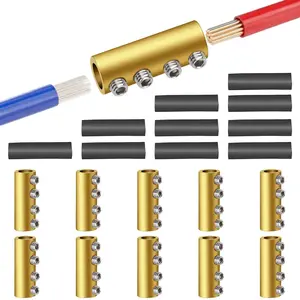 [Summervibes] 10 Pcs 6 AWG Wire Connector Nut Kit,80A Heavy Duty Screw Splice Connector,Brass Quick Wiring Terminal,Screw-Fixed Type Heat Shrink Butt Wire Connector for Automotive,RV,Marine,Solar