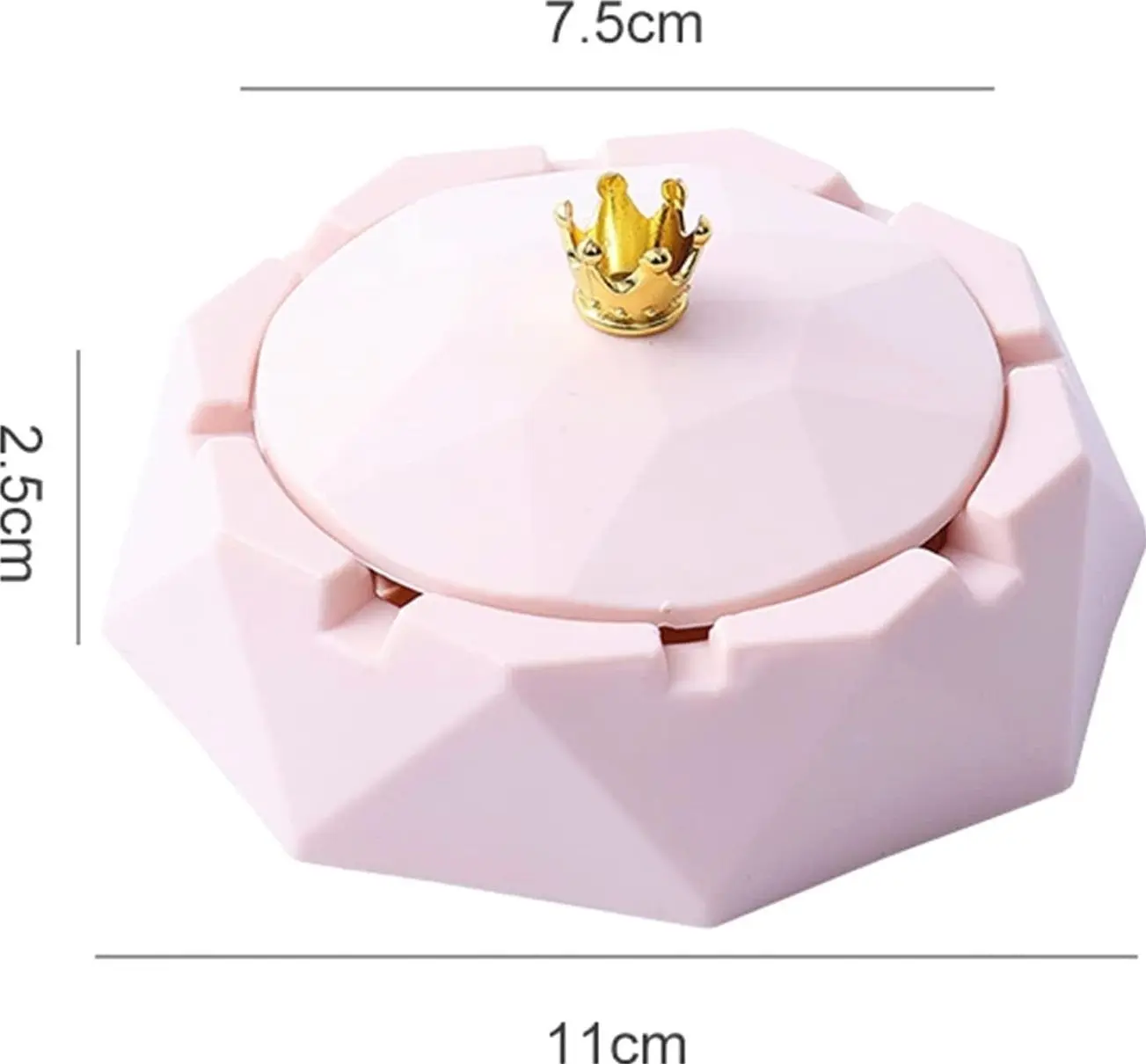 Pink Crown Stainless Steel Ashtray with Lids, Cigarettes Ashtray for Indoor or Outdoor Use, Windproof, Ash Holder for Smokers