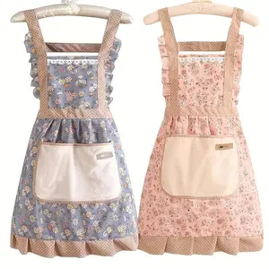 A Floral Lace Princess Apron with a Handkerchief Pocket - And,Reliable for Cleaning The Kitchen, Living Room, And Bathroom | Comes with a wel Srage Flower Flower