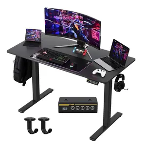 48"×24" Ergonomic Functional Black Electric Height Adjustable Sit-Stand Desk, Computer Workstation with Memory Controller, 3 Height Memory Presets & Foot Pad, Quick Easy Assembly with Dual Storage Hooks, Perfect for Home & Office Work, Study and Gaming