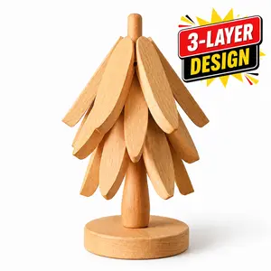 3-Layer Foldable Wooden Trivet for Hot Pots and Pans, Tree Shape Wood Hot Pad Pot Holder, Natural Kitchen Countertop Decor for Hot Dishes, Bowls and Teapot  5