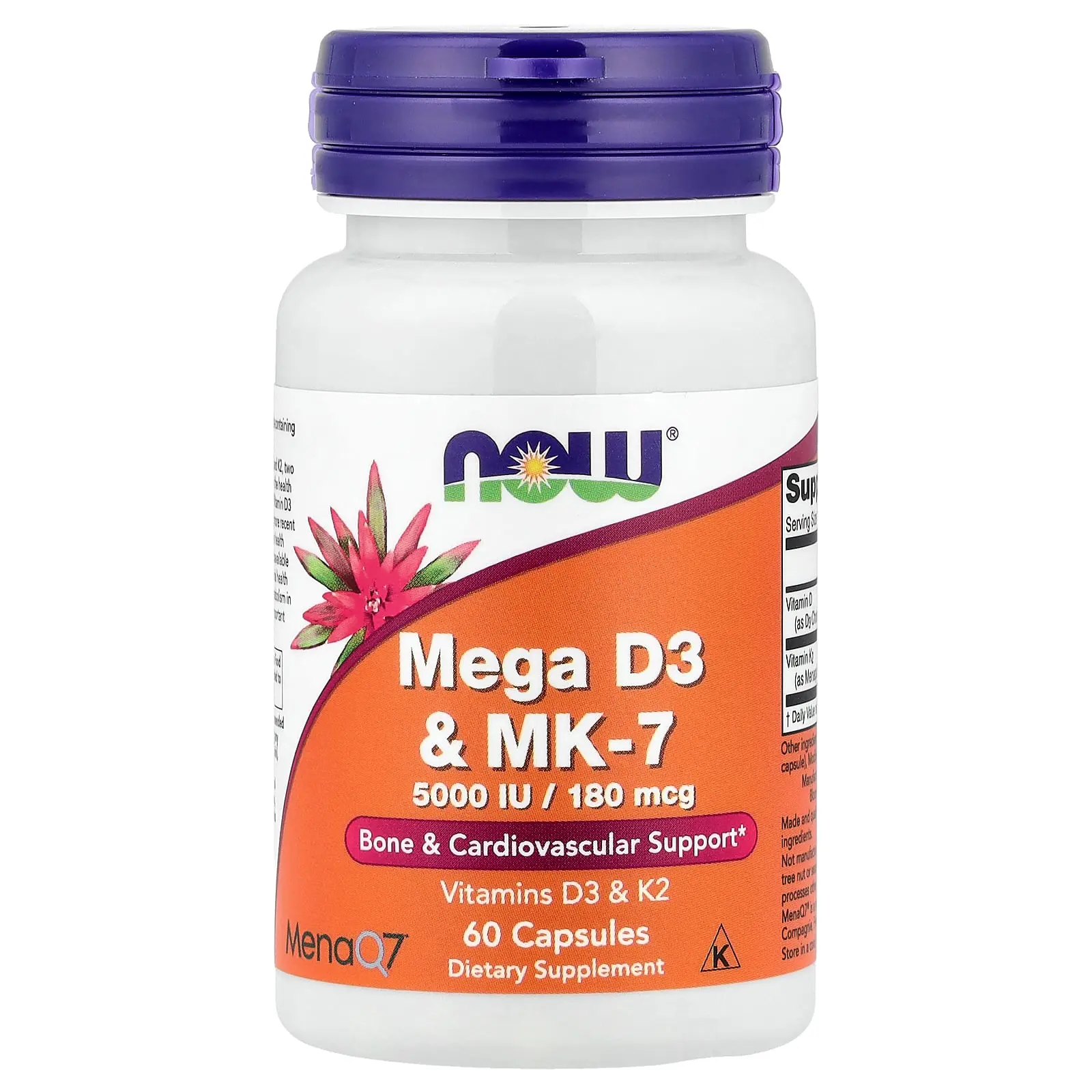 NOW Foods Mega D3 & MK-7, 60 Capsules