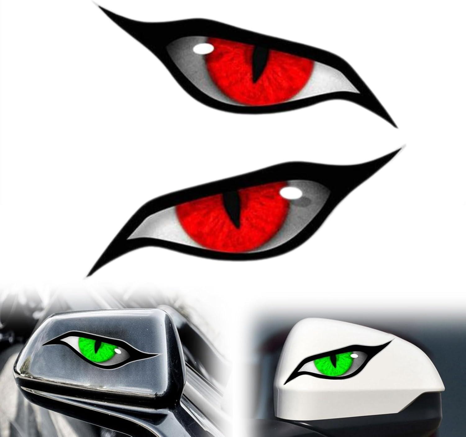 3D Simulation Cat Eye Sticker, Devil's Eye Rearview Mirror Decal, Simulation Personalized Creative Scratch Cover Car Sticker