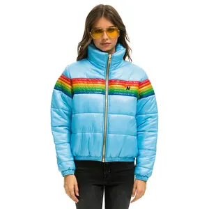 6 STRIPE LUXE APRES PUFFER JACKET - GLOSSY SKY